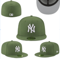 New York Yankees Fitted Hat – Olive Green with White Logo and Gray Undervisor